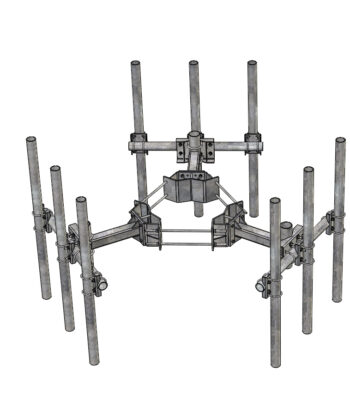 Monopole T-Arm Kit with Support Arms for a Radio or Cell Tower.